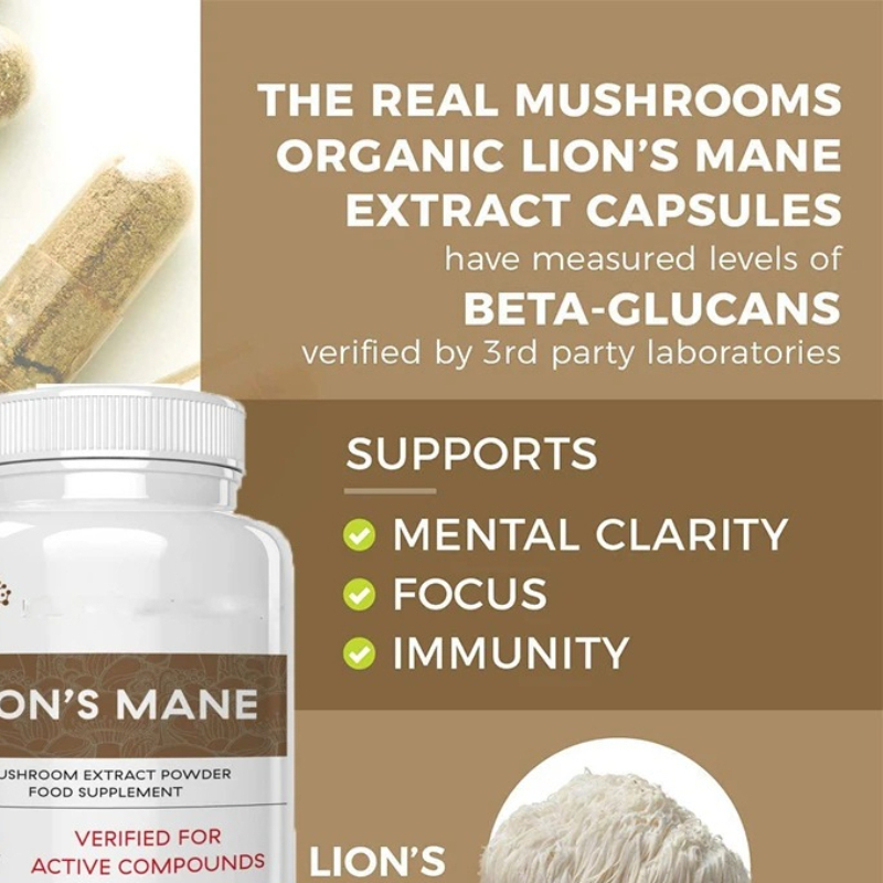 Lion Mane Mushroom - Грибные капсулы Lion Mane Ganoderma повышают